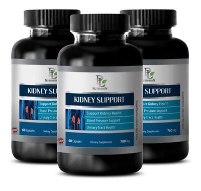 Natural Kidney Cleanse - KIDNEY SUPPORT COMPLEX Uric Acid 3 Bottle 180 Capsules