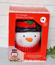 Animated Blow Mold Light Up Snow Man Head Christmas Tree Topper LED 8” NEW