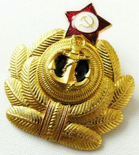 Original Soviet Russian Navy Officer Cap Hat Badge USSR Military Naval Cockade 