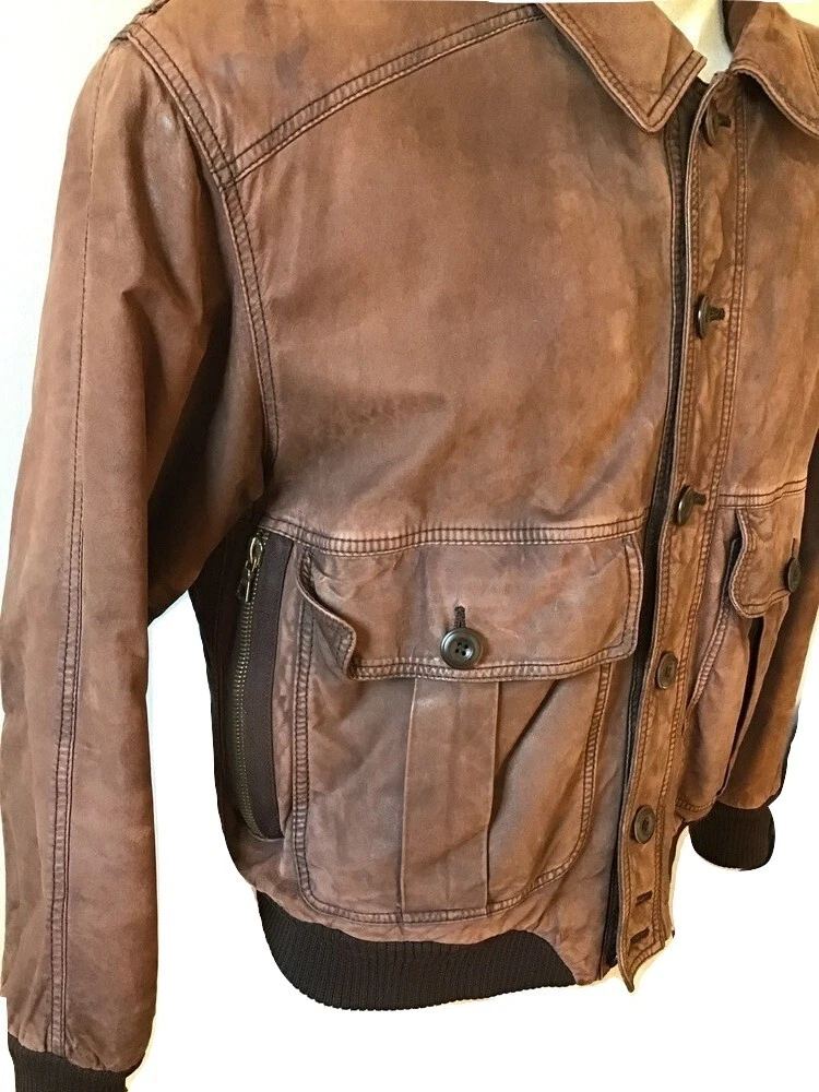 Giacca in Pelle uomo LM La Matta Upland Giubbotto Giubbino Bomber Vintage  tg 50