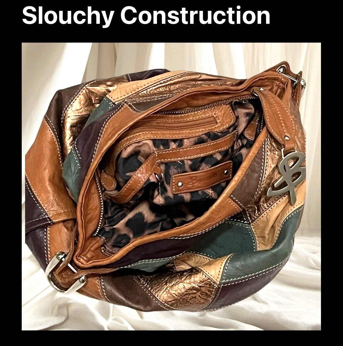 B Makowsky Leather Patchwork Convertible Shoulder… - image 13