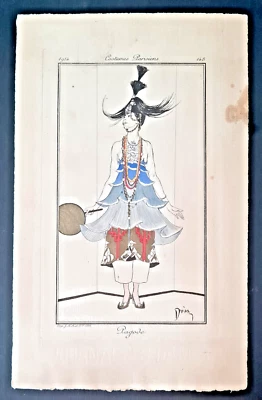 Gravure de mode aquarellée 1914 DRIAN Etienne-Pagode - Photo 1/4