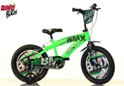 DINO BIKES BICI BMX BICICLETTA BAMBINO BIMBO 5 6 7 8 ANNI CON ROTELLE E FRENO VERDE