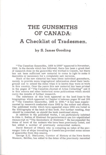 The Gunsmiths of Canada: A Checklist of Tradesmen Booklet - Foto 2 di 3