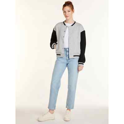 No Boundaries Varsity Jacket Heather Gray And Black Juniors Plus Size XXXL(21)