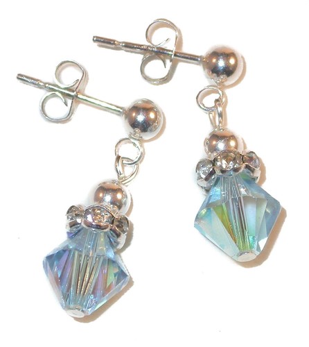 AQUAMARIN Kristall MÄRZ Geburtsstein Ohrringe Sterlingsilber Swarovski Elements - Bild 1 von 5