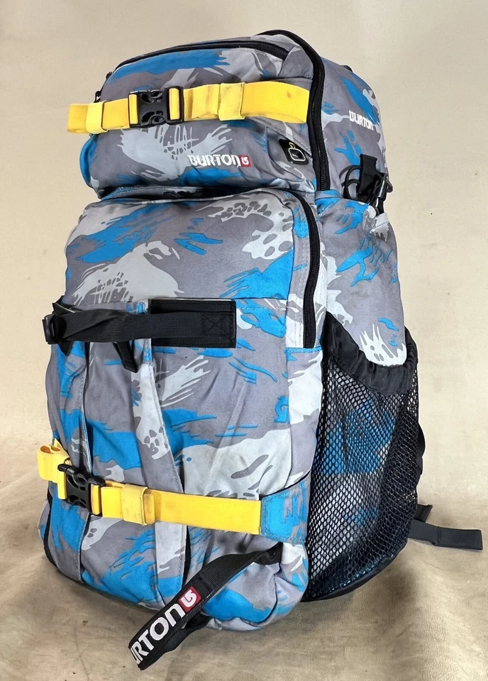 Mochila Burton Azul Camuflada Acolchada Cámara Mochila Snowboard Senderismo Camping Foto 3 de 4