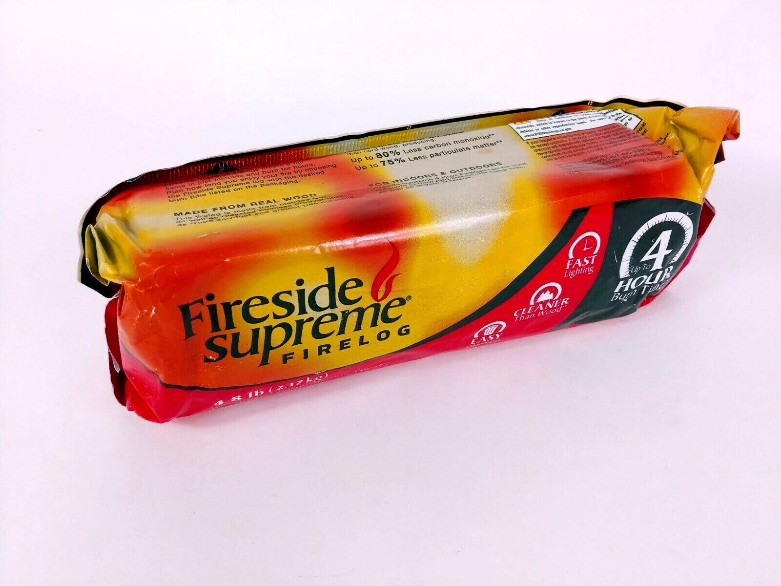 Fireside Supreme firelog starter log 4 Hour burn 4.8 lb ez cleanup fast  start up | eBay