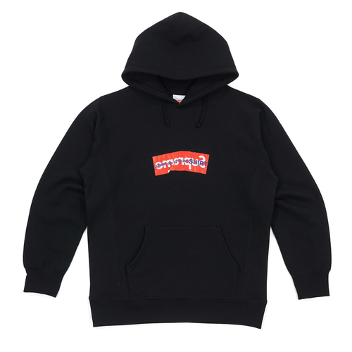 NWT Supreme x Comme des Garcons CDG Black Red Box Logo Hoodie M SS17 AUTHENTIC - Picture 1 of 5