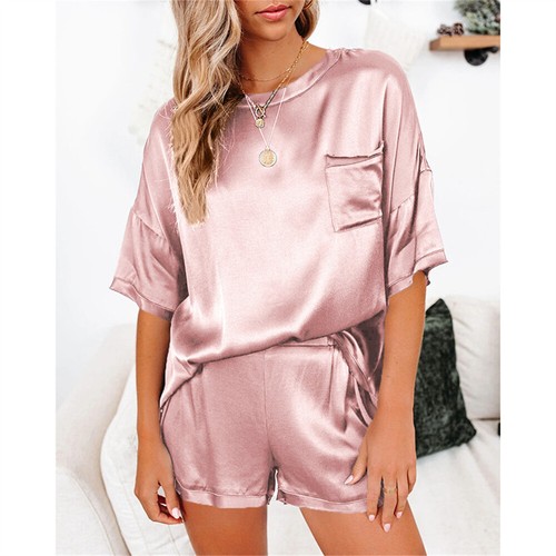 2 Piece Outfits for Women Short Sleeve T Shirt and Shorts Sets Casual Home Set - Picture 10 of 20