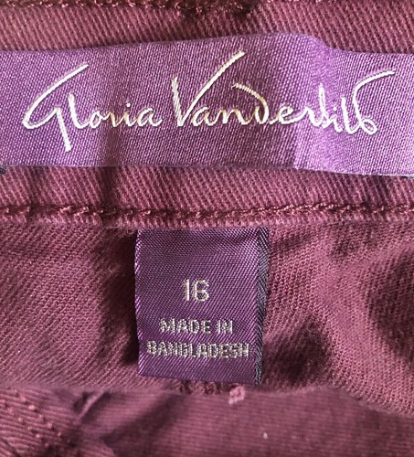 Jeans Amanda Ciruela Borgoña 16 5 Bolsillos Cremallera Cierre Botón Largo Completo Recto - Imagen 6 de 10