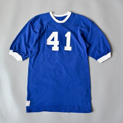 Vintage 60s 70 s Rawlings Royal Blue Cotton Rayon Jersey Football