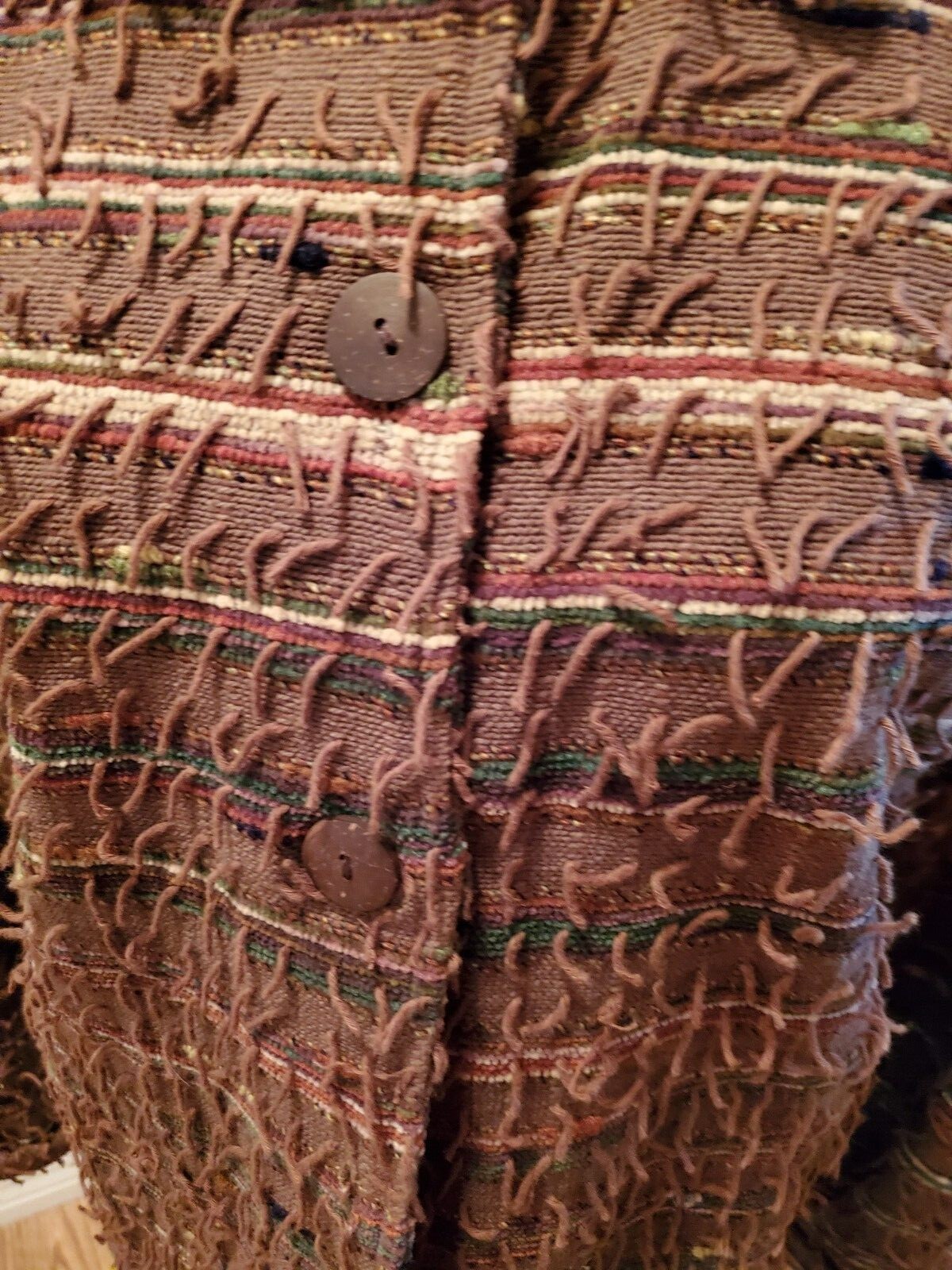 Vtg Brown Cotton Poly Pulled Thread Designer Wome… - image 5