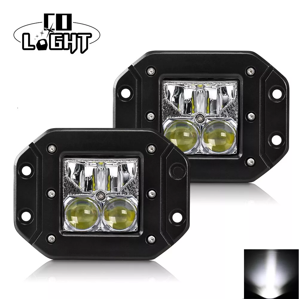 2x 5inch 160W Flush Mount LED Work Light Pods Combo Driving Lamp