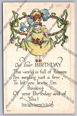 Antique Postcard 1916 embossed On Your Birthday sent from Birch Run Michigan