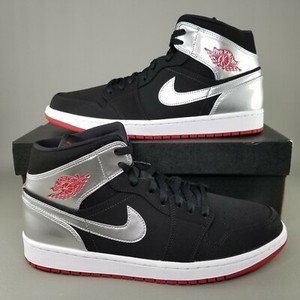 air jordan 1 mid black metallic silver