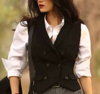 Victorian Womans Waistcoat Low Cut Vest Retro Ladies Double