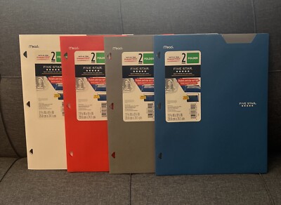 LOT OF 4 MEAD FIVE STAR 2-POCKET STAY PUT TABS FOLDERS - NO PRONGS