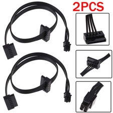 2x 45CM mini 4 Pin to 2 Sata SSD power supply cable for lenovo M410 M6