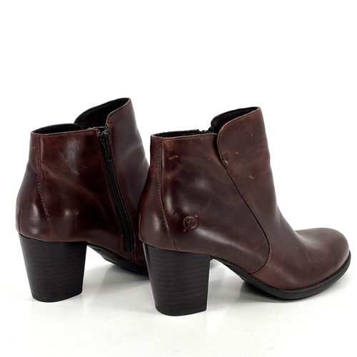 Born Alter Tan Cognac Leather Ankle Boot Women's Size 8 Side Zip NEW - Picture 3 of 13