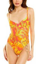 WeWoreWhat One Piece Swimsuit Danielle 3.0 Retro Swirl Cherry Red New sz XS