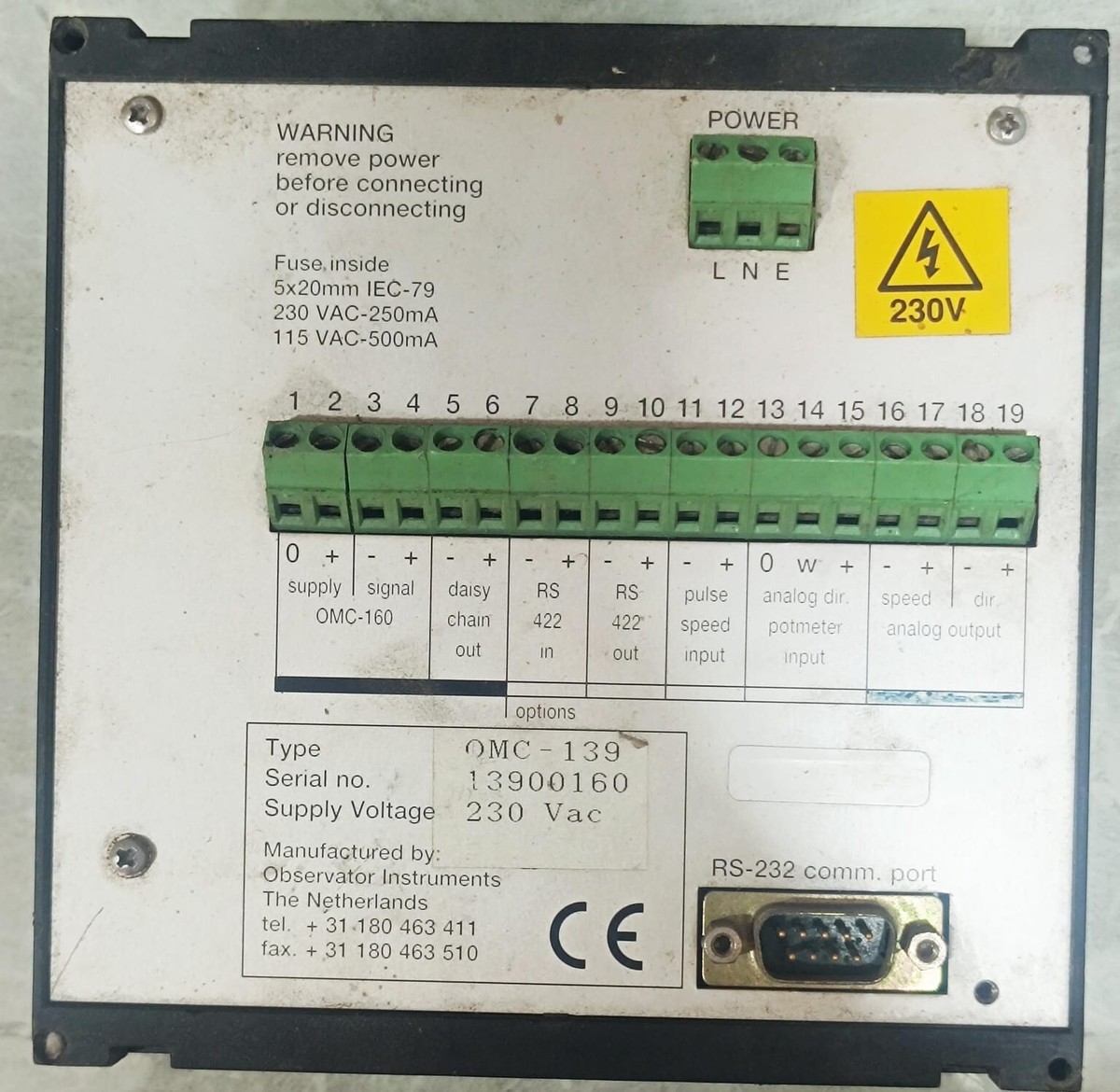 KONGSBERG / OBSERVATOR OMC-139 MARINE WIND DISPLAY INDICATOR