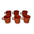 Fiesta Ware Paprika Burnt Orange 10 Oz Ring Handle Mugs Set of 6 Retired