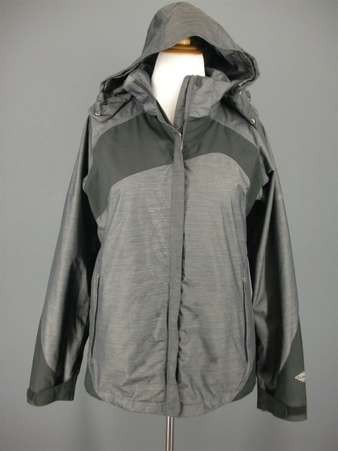 COLUMBIA Jacket L Womens Gray Black Omni Tech Hooded Rain Coat | eBay