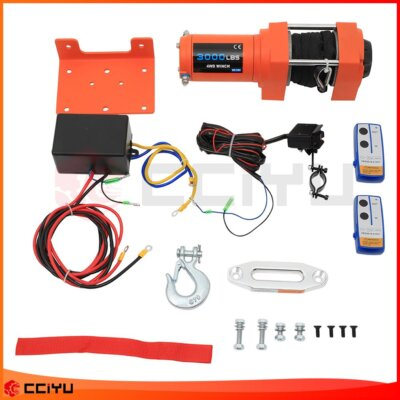 #ad 3000lbs 12V Truck Trailer Electric Winch ATV Synthetic Rope with Wireless Remote $90.99