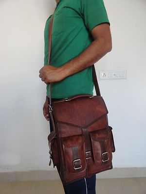 Laptop Backpack Rucksack Messenger Bag Satchel Mens Vintage Genuine Leather 