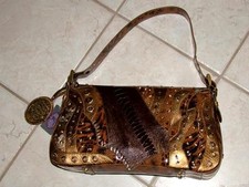 Sharif Embossed Crocodile Designer Painted Leather Handbag Purse