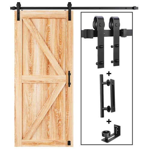 6.7 FT Sliding Barn Door Hardware Kit and Handle Door Hardware Kit, Basic J P...