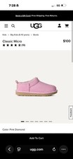 Kids Classic Micro Ugg Size 3 Pink Mint Condition