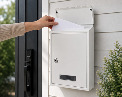 Mailbox Mail Box Wall Mount Locking Lockable Keys Galvanized Steel White 11''x8''