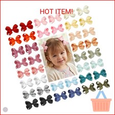 C LLOT 40 Pieces 3 Inch Hair Bows for Girls Clips Grosgrain Ribbon Boutique Hair