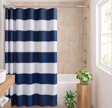 Urban Habitat 13-Pieces Printed Polyester Shower Curtain plus hooks Blue/White
