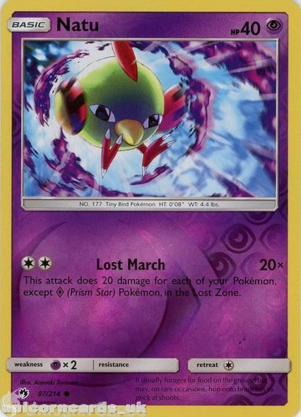 Natu 87/214 Reverse Holo :: Lost Thunder :: Mint Pokemon Card