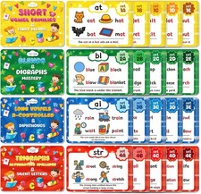 Phonics Flash Cards for Kids Ages 4-8, 62 Cards, Sight Words Reading Games