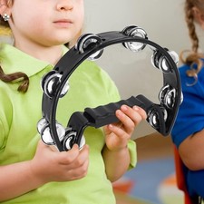 Tambourine Jingle Black Handle Half Moon Handheld Tambourine For Music Begi SZGI
