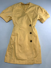 & Other Stories Beige Cotton Twill V-Neck Button Front Sheath Dress Short 2 fall