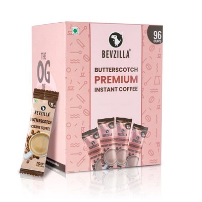 Bevzilla 96 Instant Coffee Powder Sachets (Butterscotch) - 192 Grams| Hot & Cold