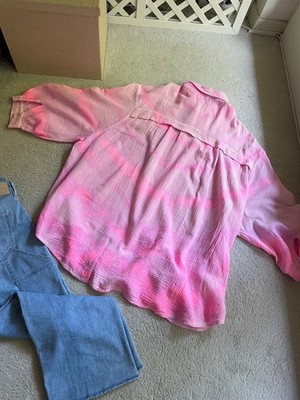 JUST M Paris HEMD ONE SIZE PINK OVERSIZED BATIK Musselin Ibiza ~ BAILLY DIEHL