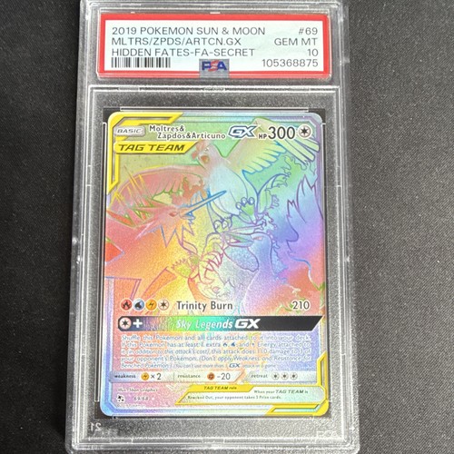 PSA 10 2019 Pokemon Hidden Fates Moltres & Zapdos & Articuno GX 69/68 FA