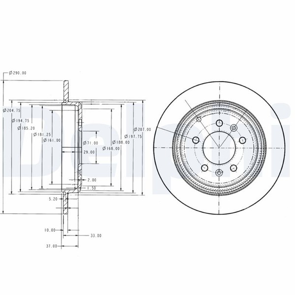2X Delphi Bremsscheibe BG2573 FüR 605 Peugeot 6B 16V Turbo 12V Diesel-image