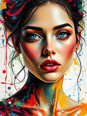 Foto A4 Portrait Frau Street Art Farben Poster Kunstdruck Wandbild (4521)
