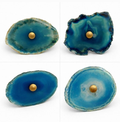 4 Agate Slice Knobs for Cabinets and Drawers - World Market - Blue & Gold