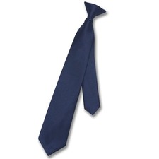 Vesuvio Napoli Boys CLIP-ON NeckTie Solid NAVY BLUE Color Youth Neck Tie