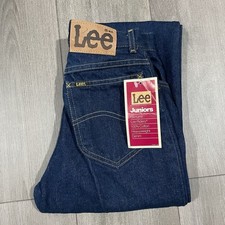 Deadstock 1980s Lee Denim Jeans Womens Size 24  High Waist USA Made Union Indigo
