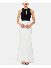 XSCAPE Womens White Tie Sleeveless Full-Length Mermaid Wide Leg Dress 4