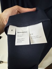 NWT Reformation Gavin in Navy Blue Cutout Back Side Slit Crepe Midi Dress 2